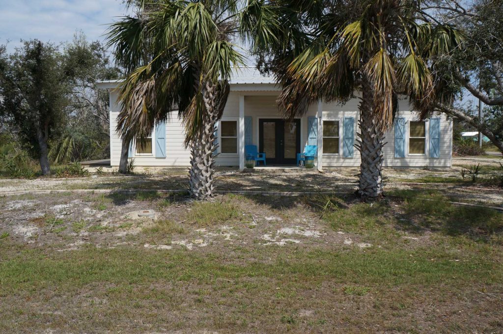 Exterior view of cute coastal cottage newly constructed in Port St Joe.