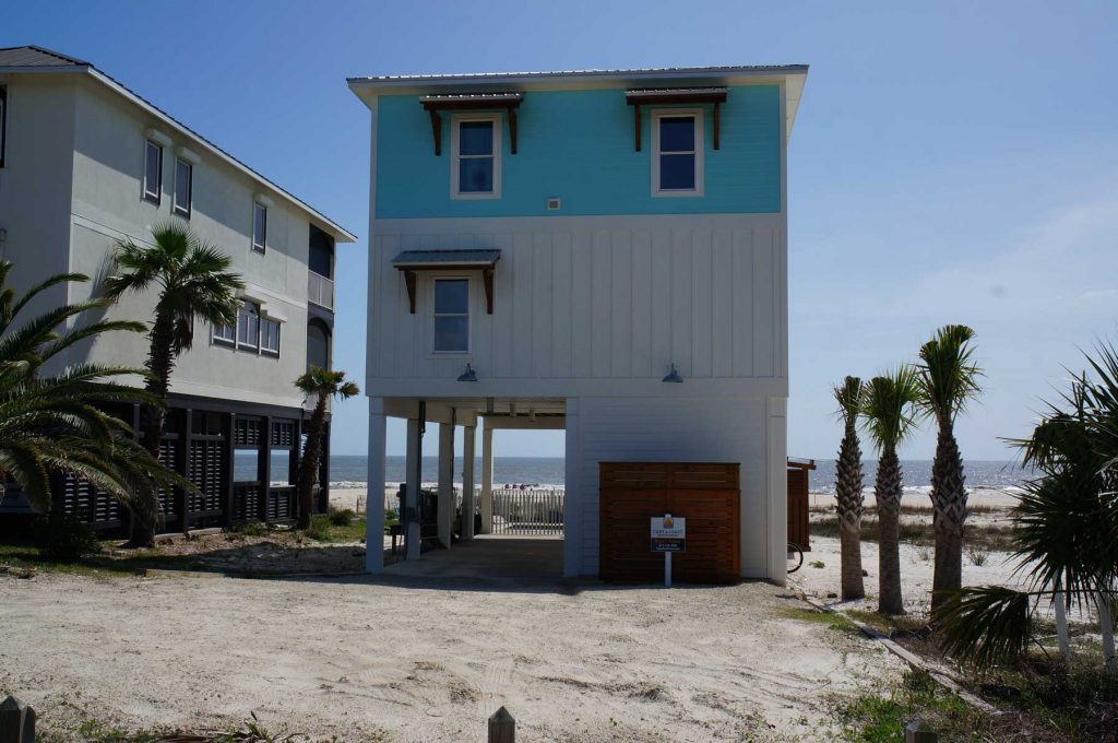 After the hurricane - a new construction waterfront home on Mexico Beach.