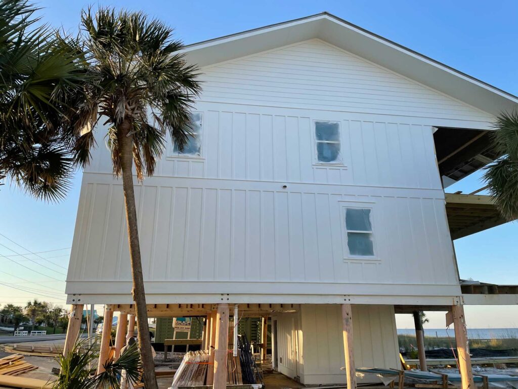 Exterior of home reno / rebuild on the beach.