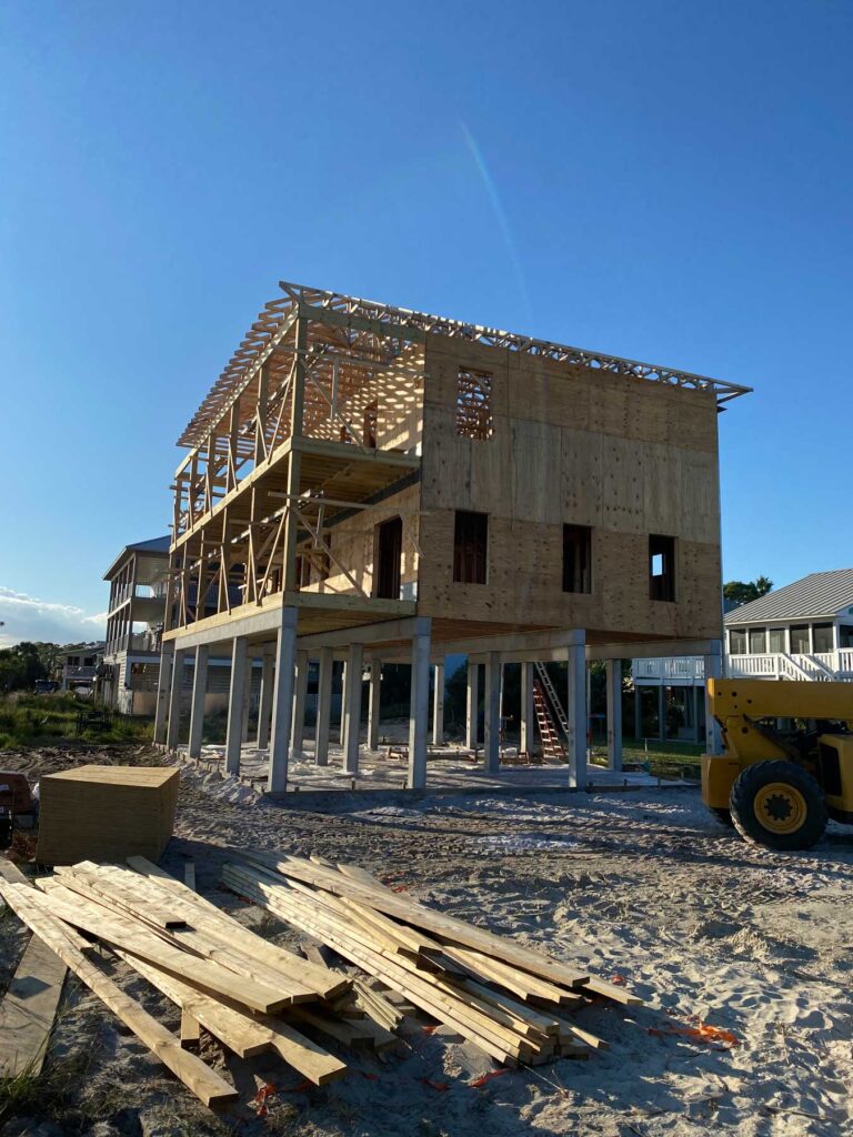 Side view of 2 story custom home in Port St Joe, FL