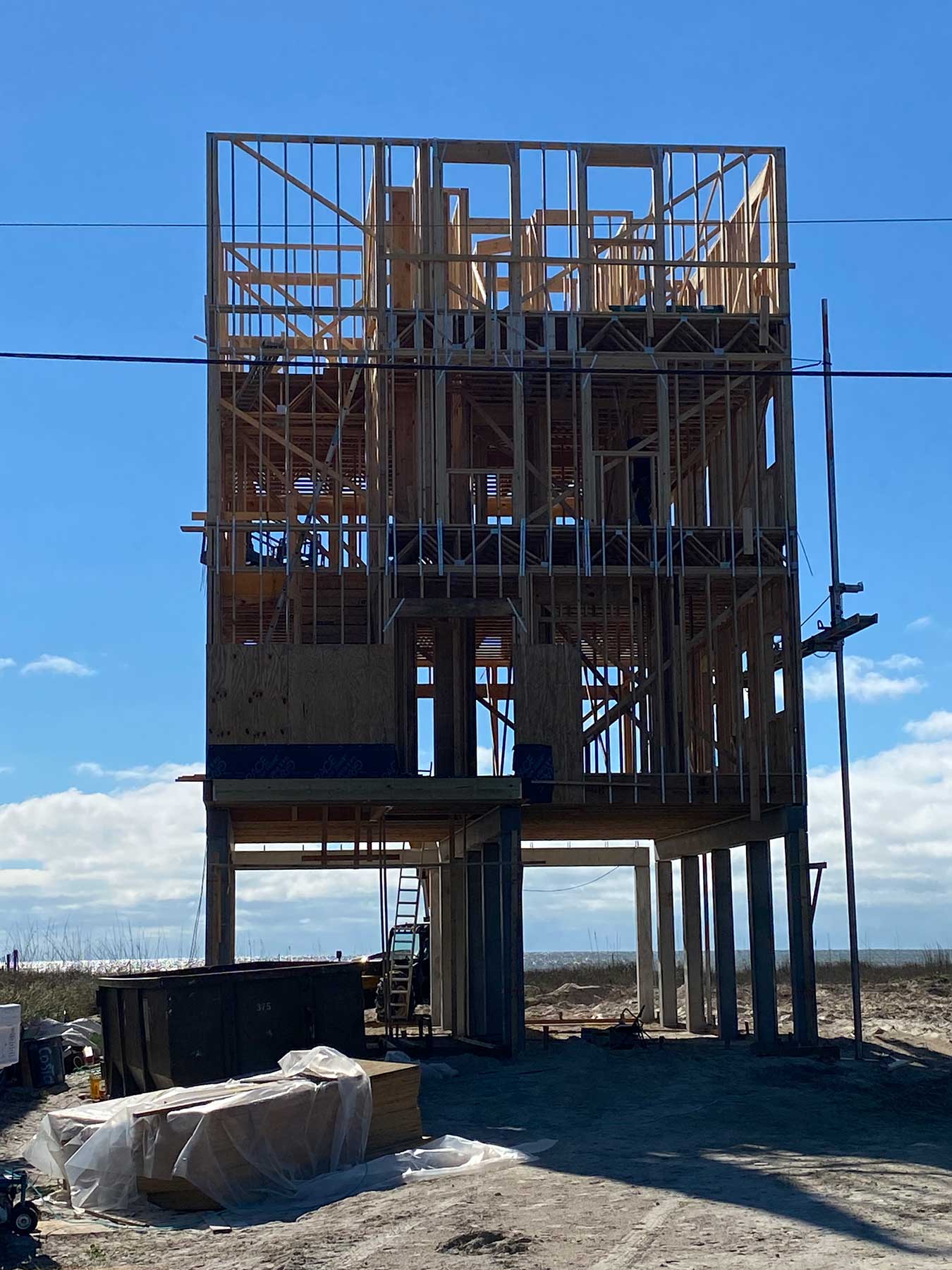 New home construction in Port St Joe, Florida -- on Indian Pass Road.